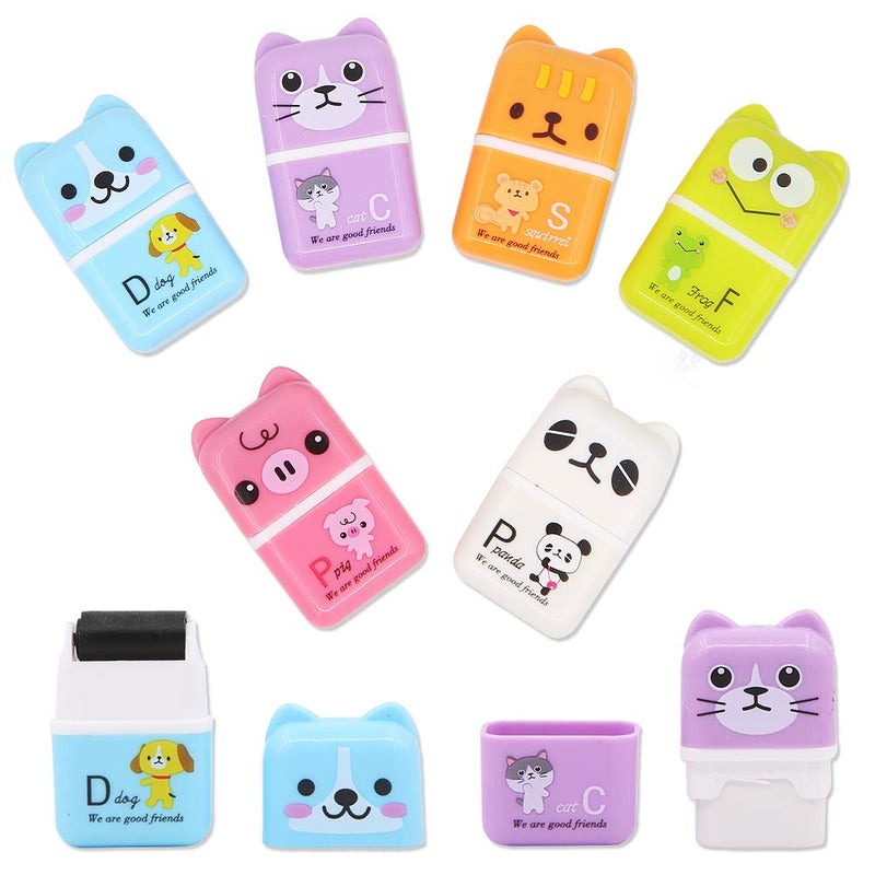 Apol 6 Pcs Cute Pencil Eraser, Cartoon Animal Themed Roller Colorful Rectangle Eraser, Pencil Rubber Erasers for Kids School Office Supply Stationery - Image 1